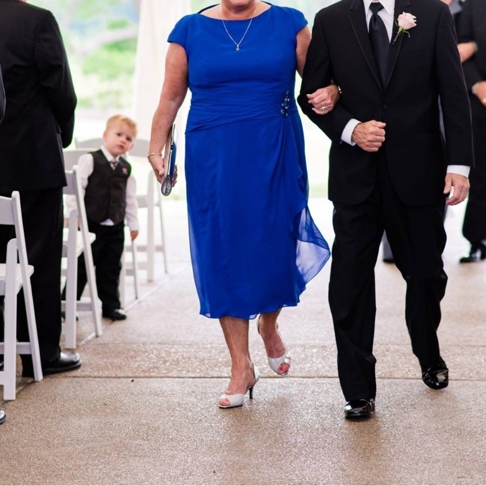 Royal Blue Midi Dress with Embellishments